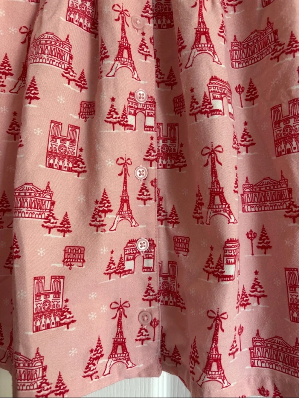 Janie and Jack Pink Smocked Paris Pajama Top with Ruffle Collar